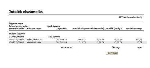 Ügynöki jutalék elszámolás